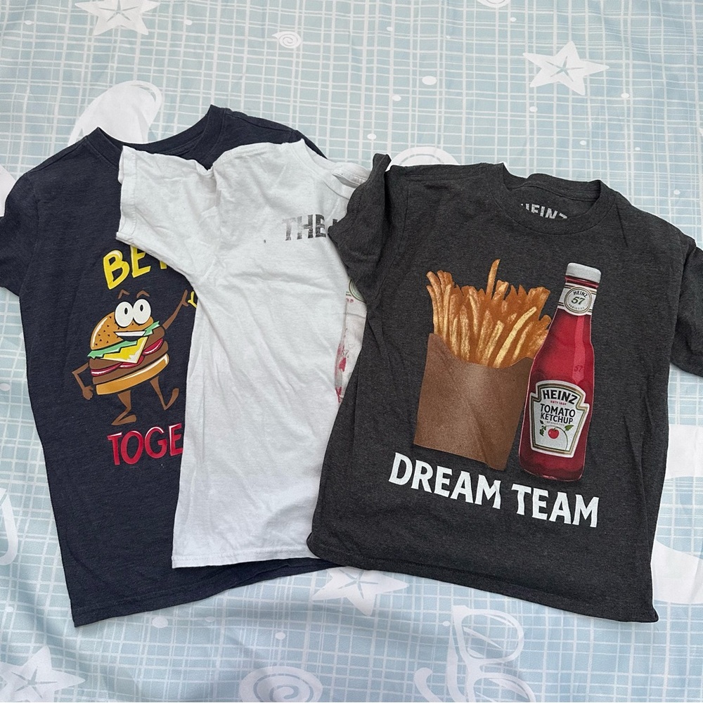 Hamburger, fries, and ketchup shirt bundle